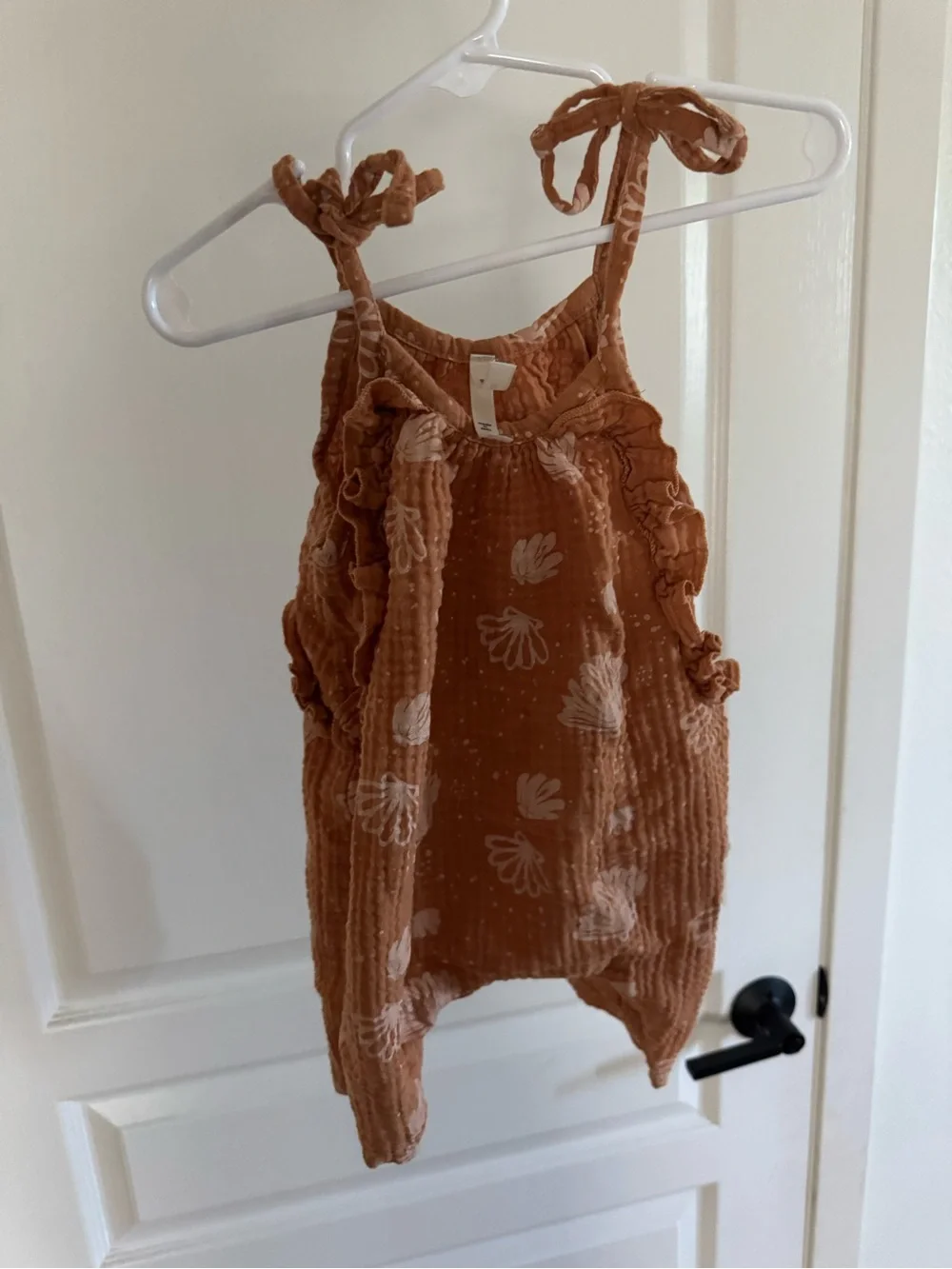 Wild Wawa Rust Baby Romper with Floral Texture